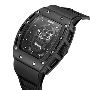 Baogela fashion gents timepiece original silicone band Waterproof auto date skull sport reloj watch