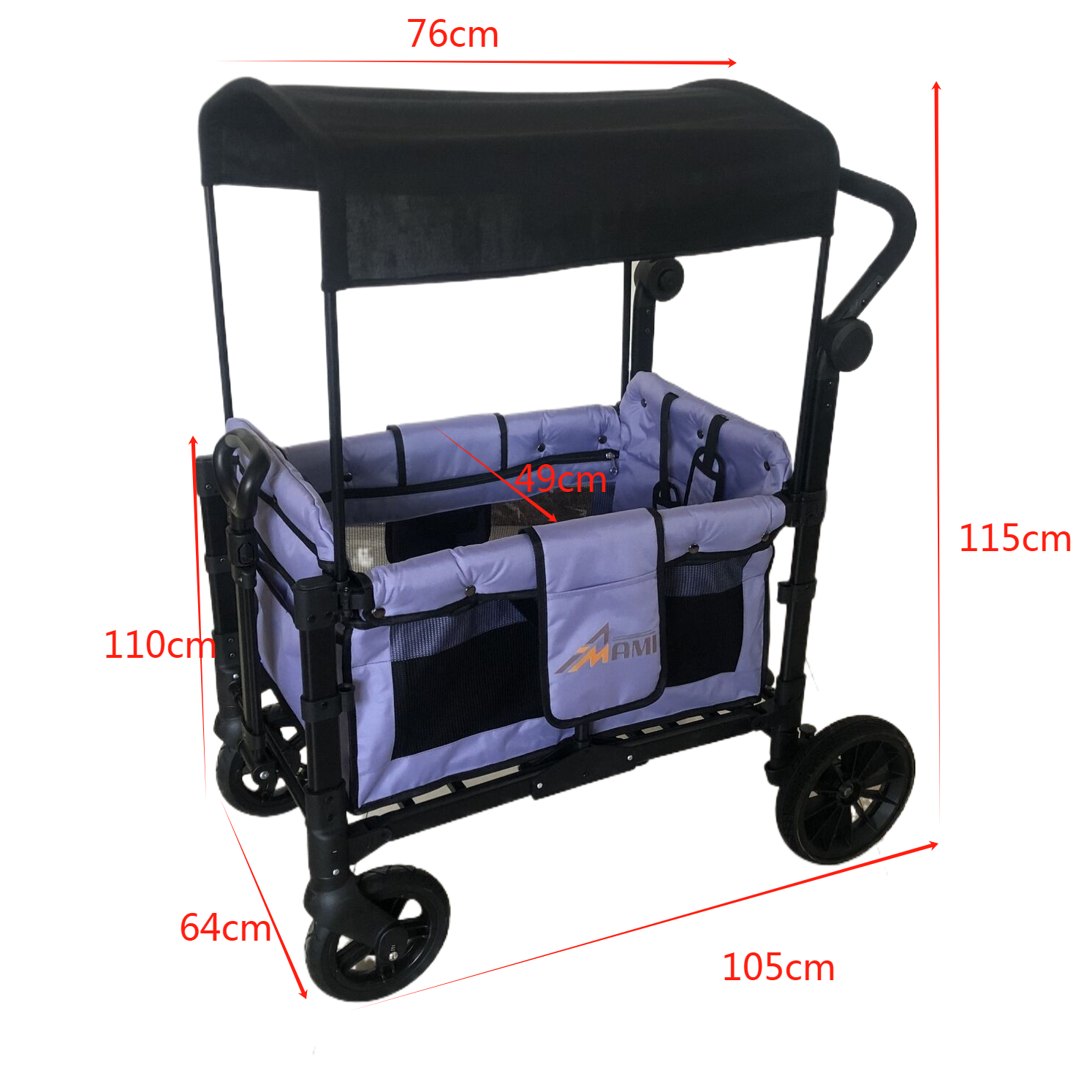 Foldable Baby Cargo Strollers with 2 High Face to Face Seats 2 in1 Double Stroller Wagon for Kids