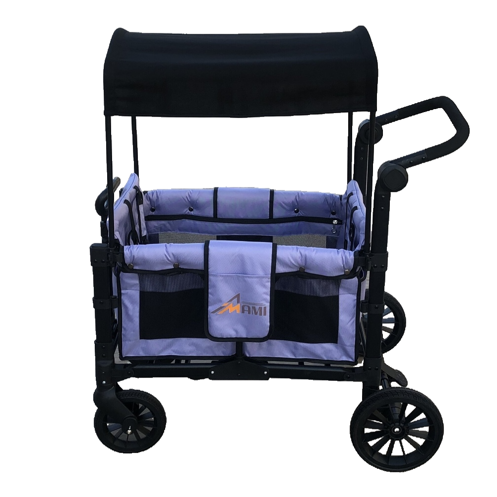 Foldable Baby Cargo Strollers with 2 High Face to Face Seats 2 in1 Double Stroller Wagon for Kids