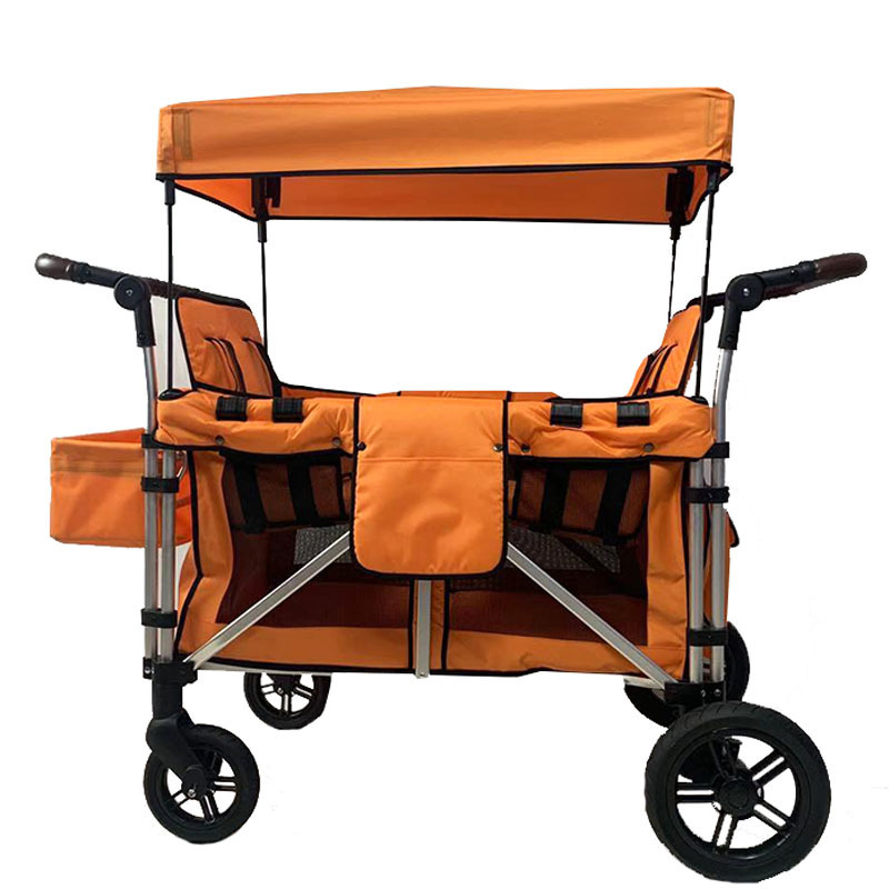 Baby Foldable With Canopy 4 Kid Face To Face 4 Seats Folding Stroller Wagon Stroller