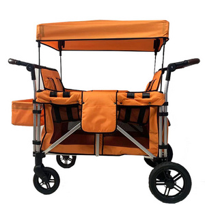 Baby Foldable With Canopy 4 Kid Face To Face 4 Seats Folding Stroller Wagon Stroller