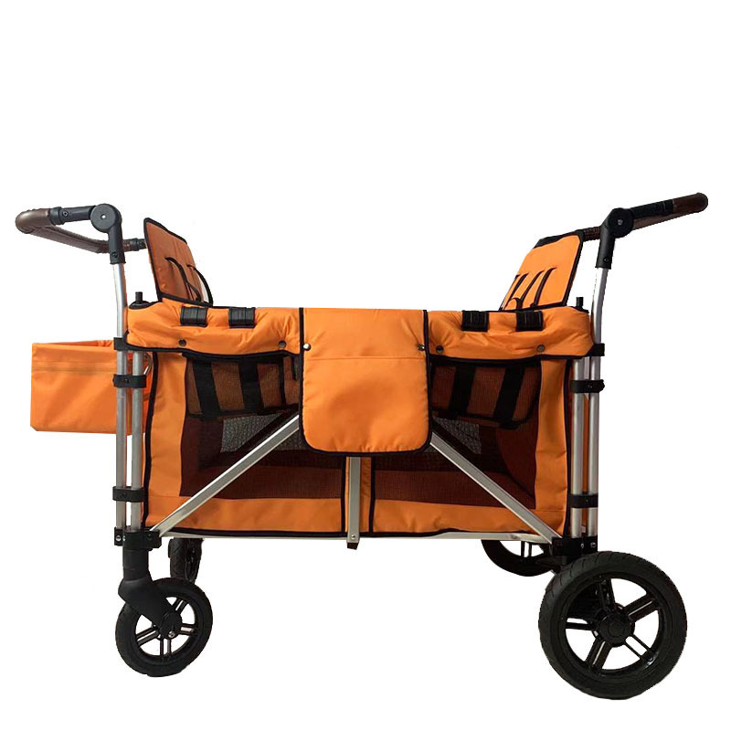 Baby Foldable With Canopy 4 Kid Face To Face 4 Seats Folding Stroller Wagon Stroller