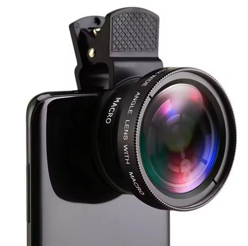 Zoom 0.45X Clip Style 2 in 1 Macro Wide Angle Mobile Phone Camera Lens 49uv HD Lens For iPhone Android