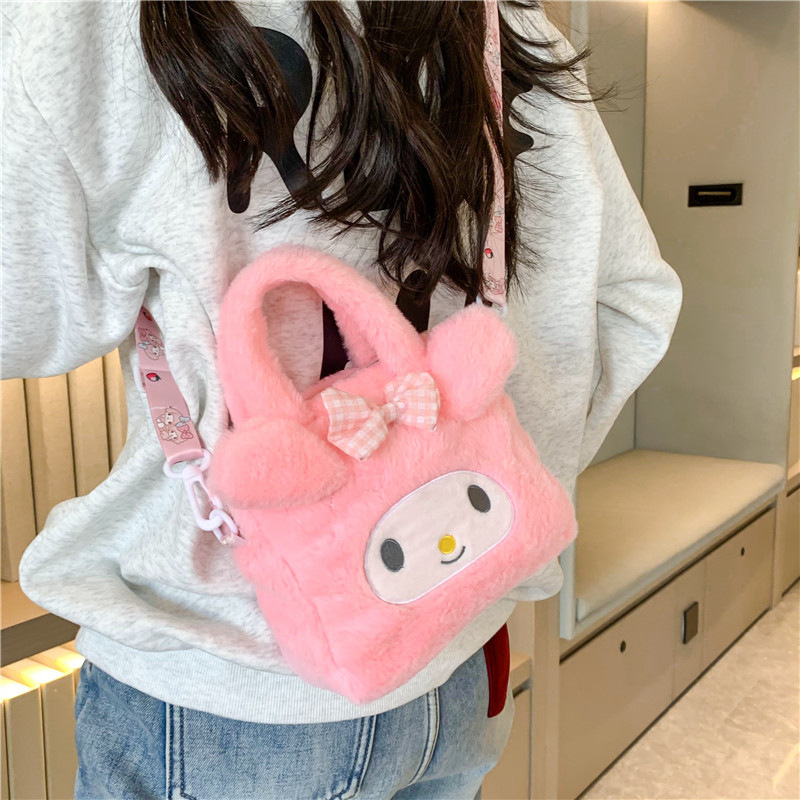 Winter Cute 3D Cartoon Characters Soft Shoulder Crossbody Plush Bags Girls Kids furry Purse Portable Storage Bag