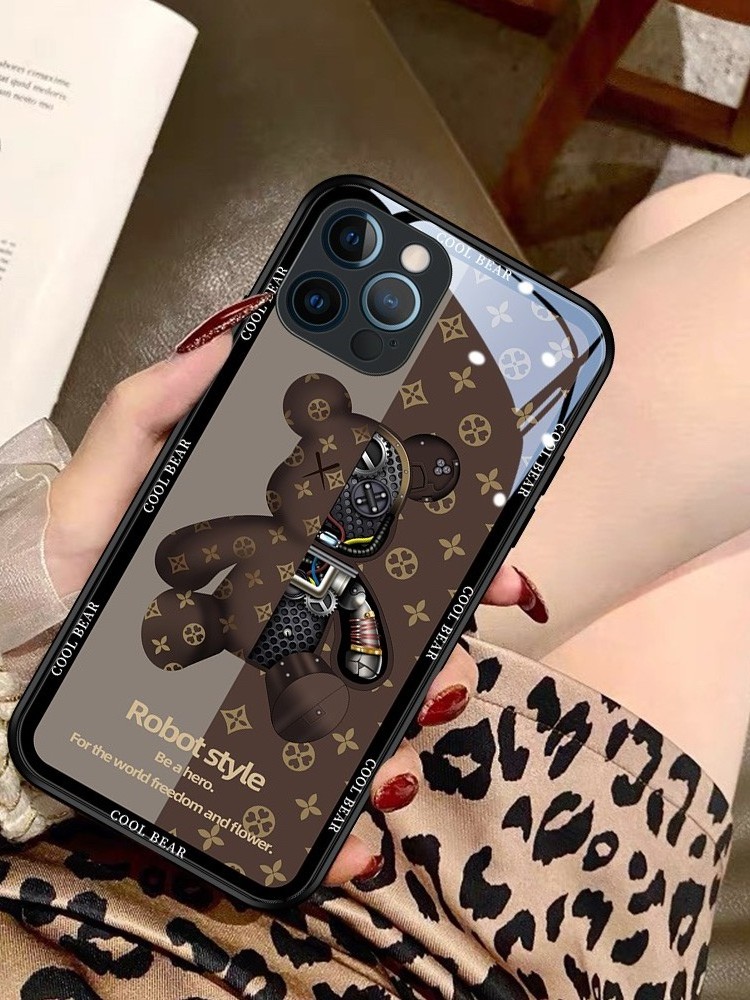 Robot Bear Phone Case 2023 Trending Custom Tempered Glass for Apple Iphone 15 Pro Max 14 13 12 11 Plus