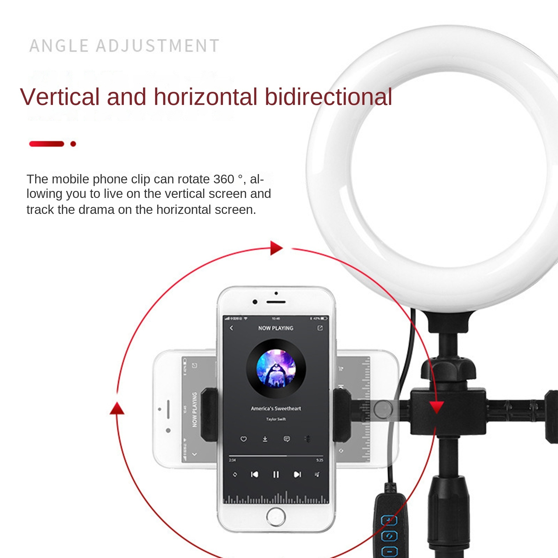 6 Inch Mini Ring Light with Clip Clamp Mount Dual Mobile Phone Live Streaming Stand Desktop Phone Holder Gift Box Apple Iphone