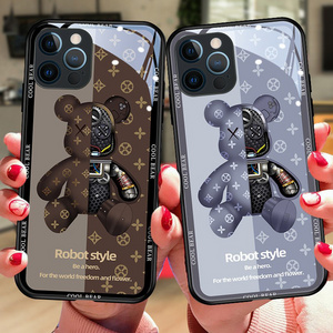 Robot Bear Phone Case 2023 Trending Custom Tempered Glass for Apple Iphone 15 Pro Max 14 13 12 11 Plus