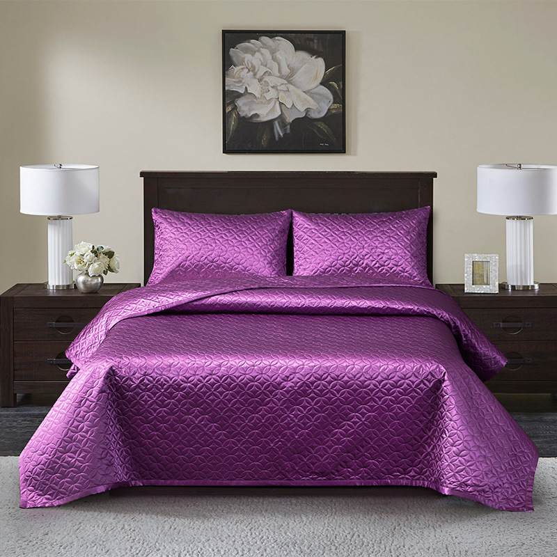 Colchas De Lujo Luxury Polyester Microfiber Quilted Bedsheet Bedspread Comforter Cover Pillowcase Bedding Set