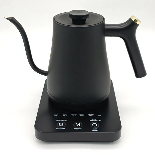 Black Stainless Steel Variable Temperature Gooseneck Electric Coffee Kettle for Pour Over Coffee Tea