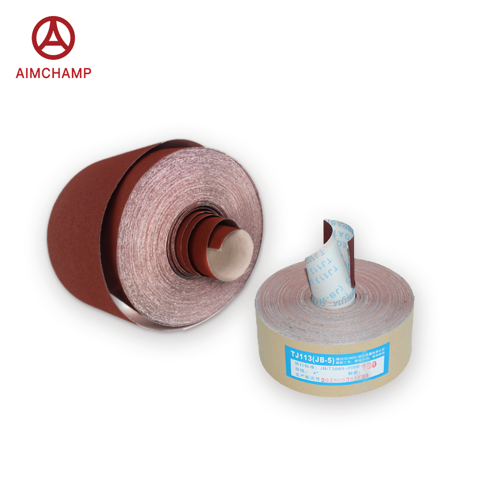 120mm*80m wood polishing hand use jumbo roll aluminium oxide j-wt flexible yellow sanding rolls