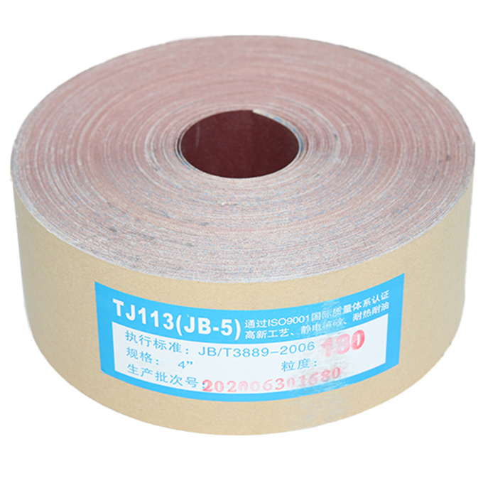 120mm*80m wood polishing hand use jumbo roll aluminium oxide j-wt flexible yellow sanding rolls