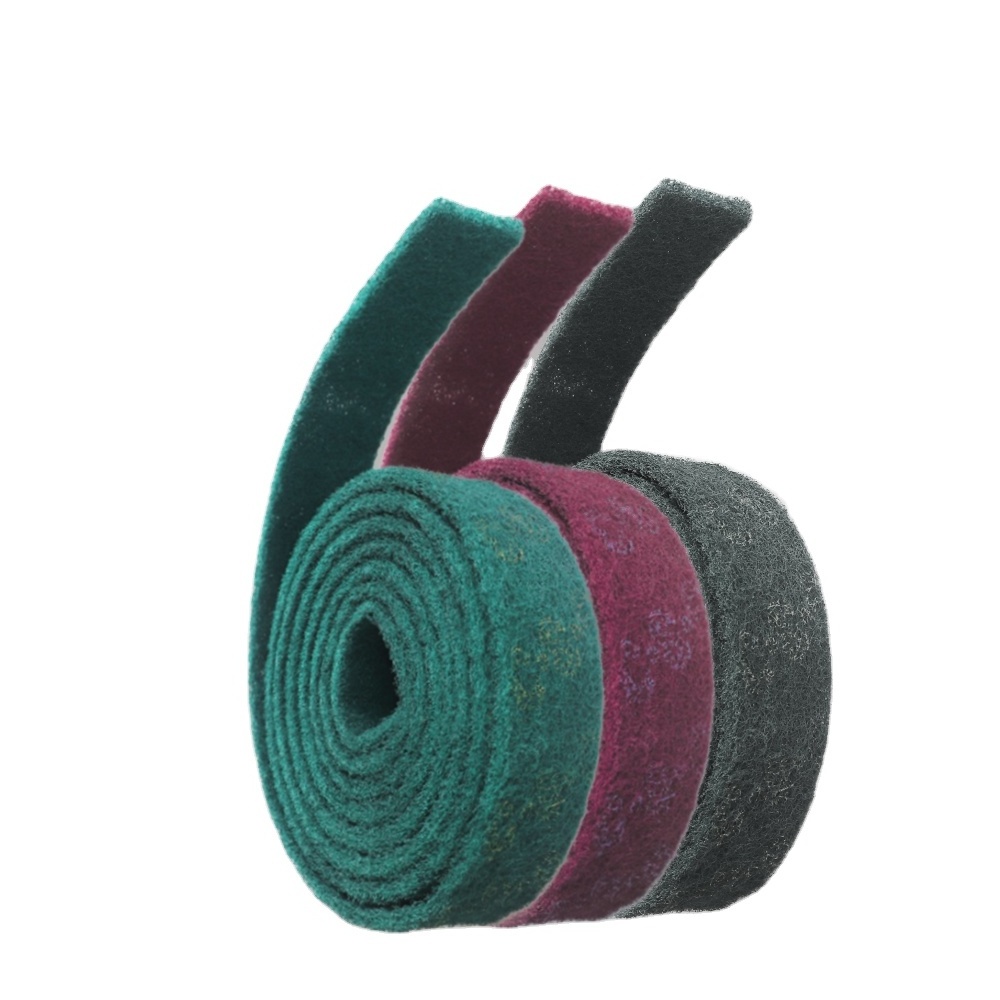 High quality industrial use red green grey white aluminium oxide Non-woven abrasive pad scouring sanding rolls