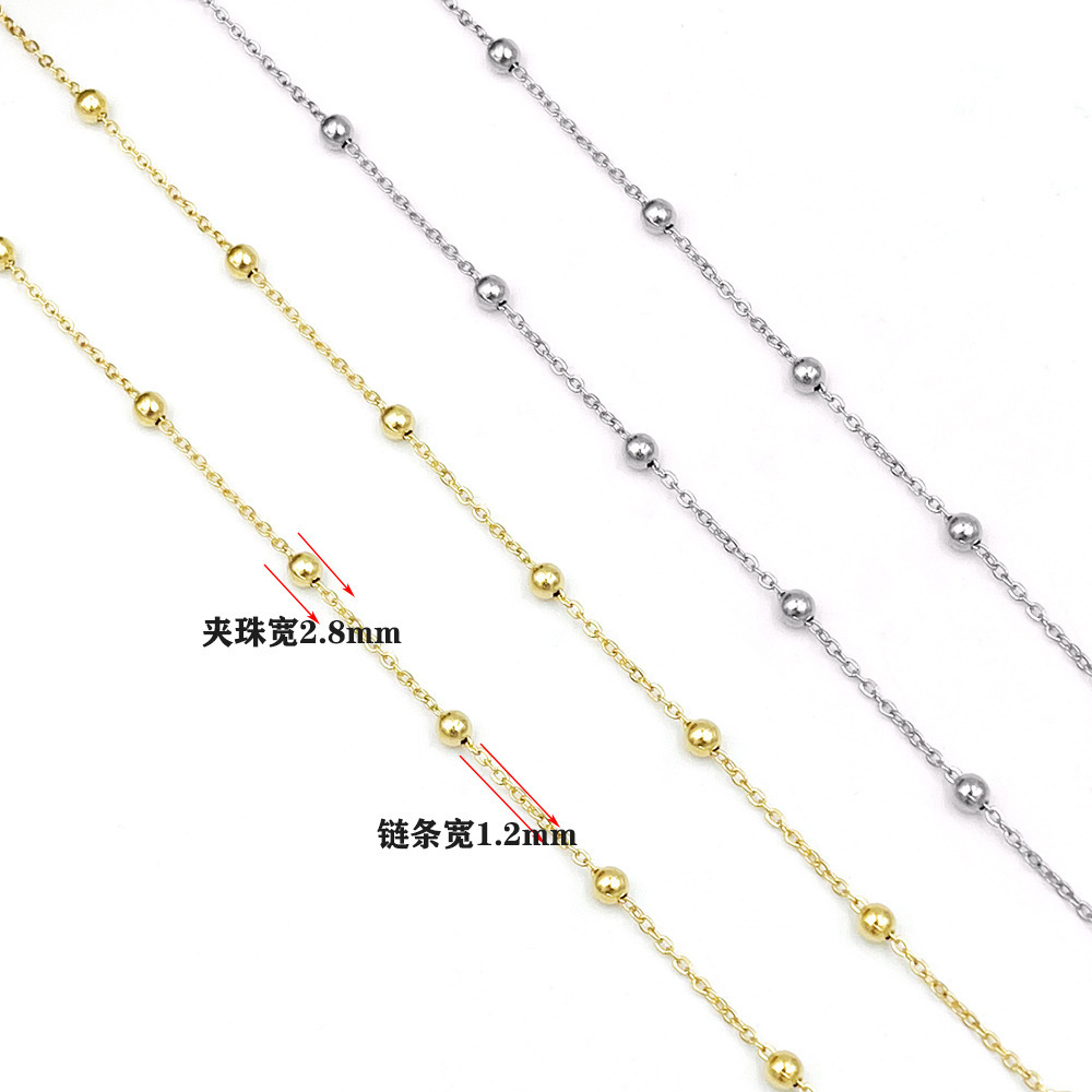 18K Gold Plated Stainless Steel Chain Bulk Round Hot Sale Stainless Steel Metal Ball Beaded Chain