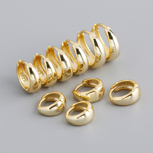 Fashion 18K Gold Plated Chunky Wide Huggie Hoop Earrings Women Thick Non tarnish 925 Sterling Silver Hoop Earrings Jewelry 2023