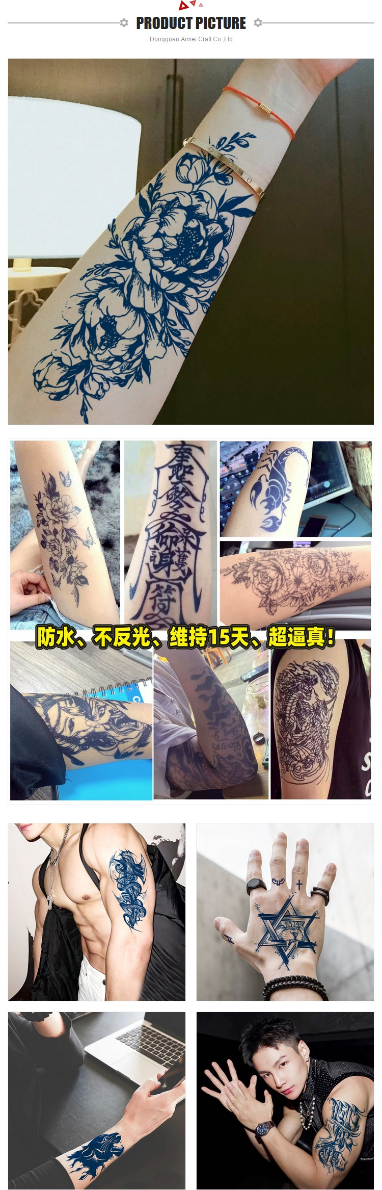 Wholesale 5000+ Designs Sweatproof Temporary Long Lasting 2 Weeks Semi Permanent Tattoo