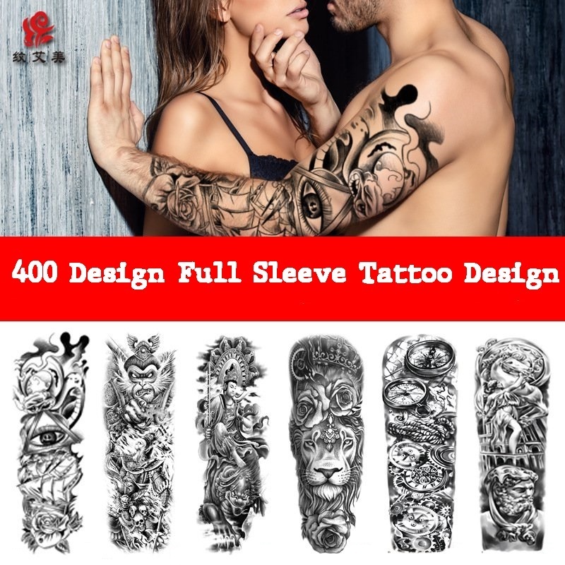 Water Transfer Skull Full Arm Sleeve Temporary Tattoo For Adult