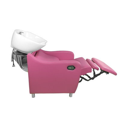 Pink with white Shampoo Barber Backwash Chair Salon&Spa ceramic Bowl Sink Unit Station Beauty Spa Salon Equipment Shampoo Chair