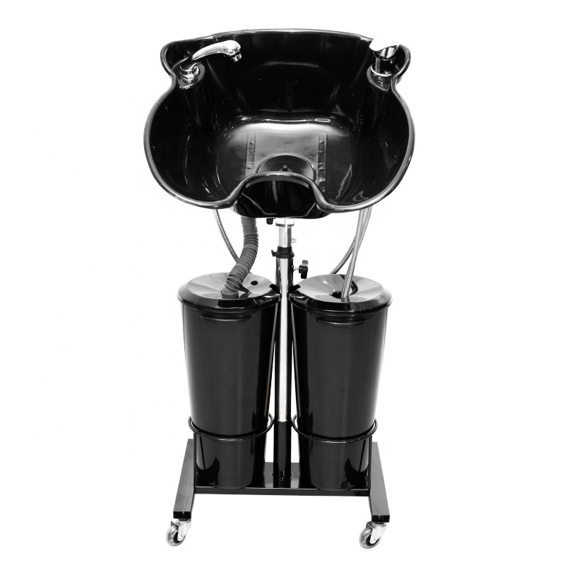 Height adjustable shampoo bowl stand  water tank with faucets mobile 4 wheels good for Hair salon basins