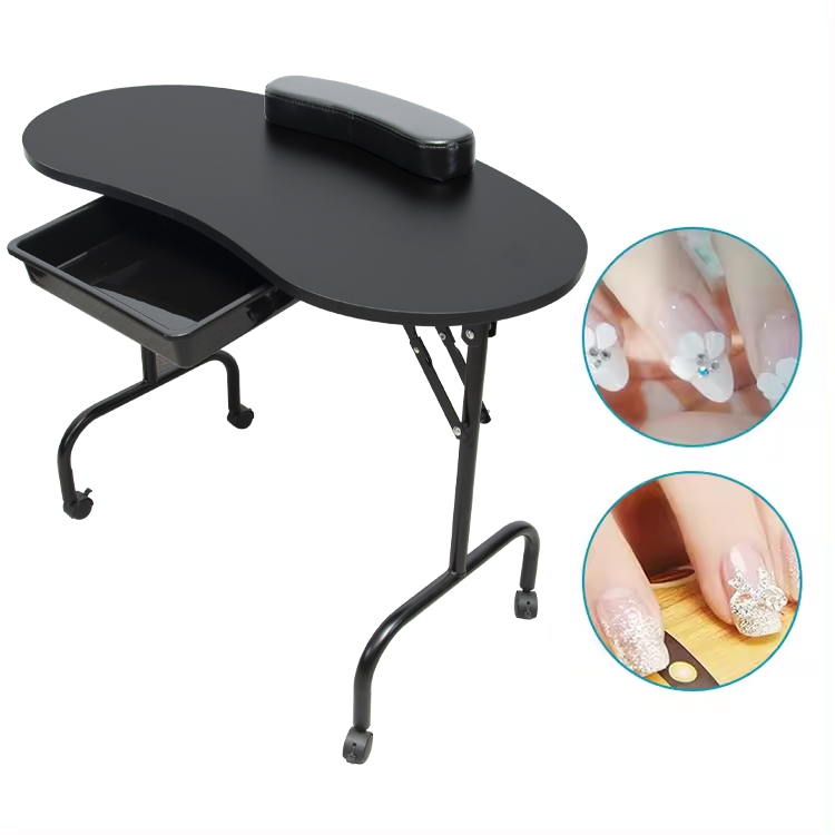 aimeigao Manicure Salon Nail cleaner Portable Manicure Table Folding Nail table Station Furniture 1