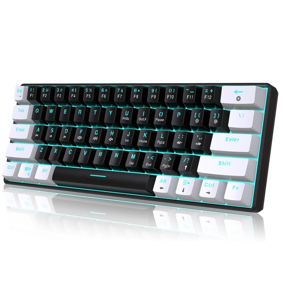 Customize 61 Keys white Switch Custom Keycap Mini USB Wired Gaming Fashion RGB backlit 60% mechanical keyboard