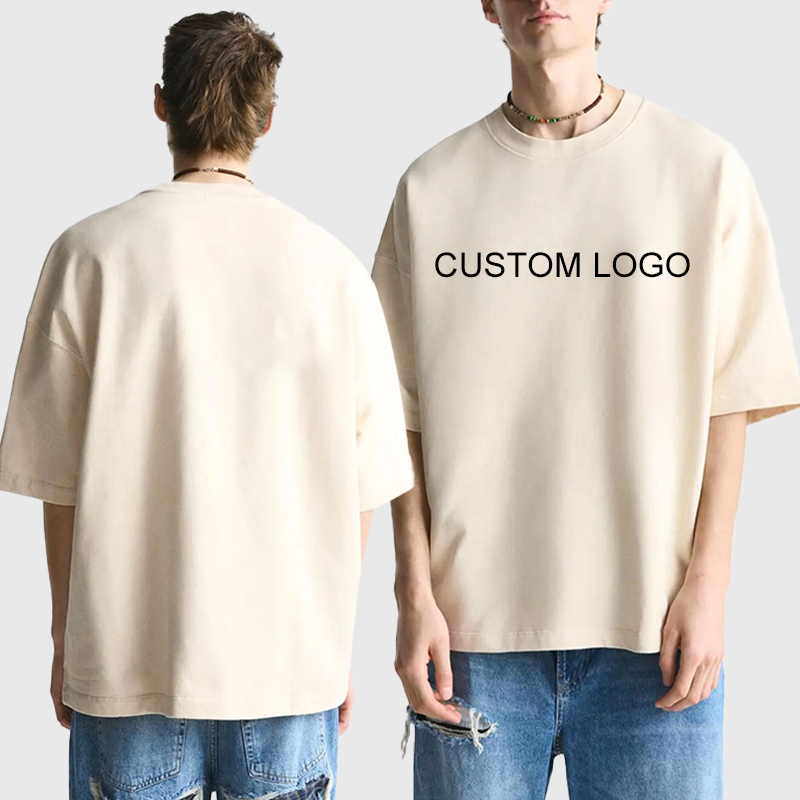 custom puff printed logo 250 gsm t-shirt for tee heavy 100% cotton unisex streetwear heavyweight oversized graphic men t shirt