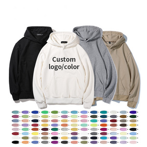 2024 high quality logo 100% Cotton no strings embroidery 400 GSM Heavyweight unisex Oversized Puff Printing Custom Men Hoodie