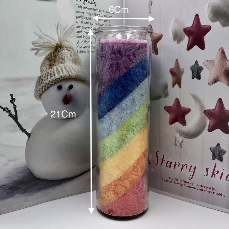 AIMES Wholesale 7 days Religious Glass Candle Energy Spirit Rainbow Glass Scented Candle