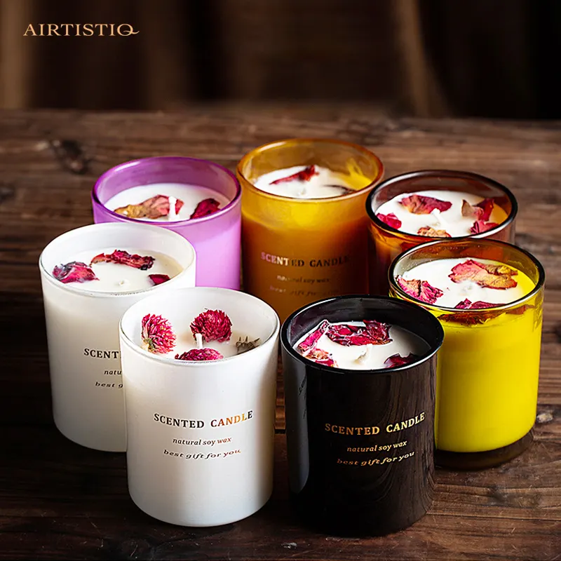 AIMES Christmas Original Soy Plant Oil crystal  Scent Candles Luxury Fall Electroplate Glass Bamboo Lid Golden Scented Candle