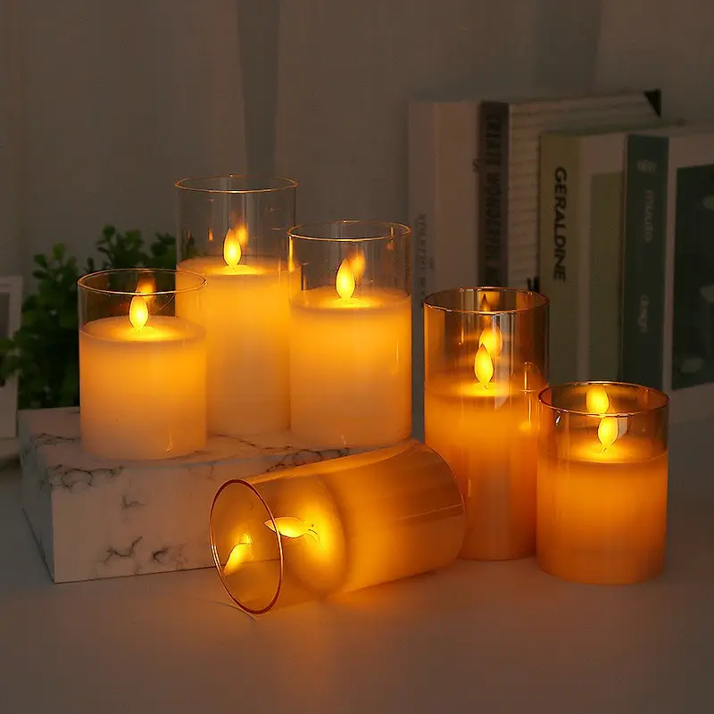 LED Candle 3D Real Fire Flameless Decorative Fake Candles Timer Remote Control Home Wedding Party Decoration Lights