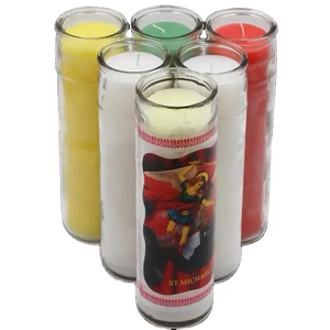 custom color and label mystical fixed church 7 day prayer/crystal candles wholesale in glass for sale