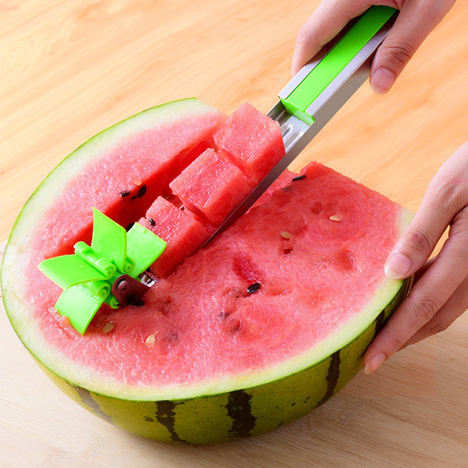 Dropshipping Watermelon Windmill Cutter Slicer Stainless Steel Shape Fruit Tools Quickly Cut Tool Kitchen Gadgets