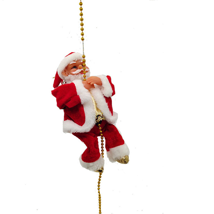 Dropshipping Santa Claus Musical Climbing Rope Electric Musical Climbing on Rope Ladder Santa Toy Ornaments for Holiday