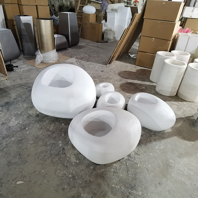 Wholesale 40X31X19CM Lightweight Concrete Outdoor Round FRP Planters Garden Ornaments Indoor Floor Large Vase Plant Pot