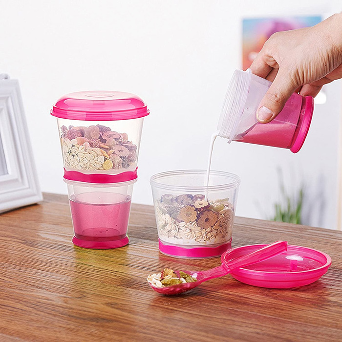 Dropshipping 72pcs/A Carton Cereal To Go Cereal Container Cereal Box Storage Container Cups Milk Yogurt Keeper Holder With Spoon