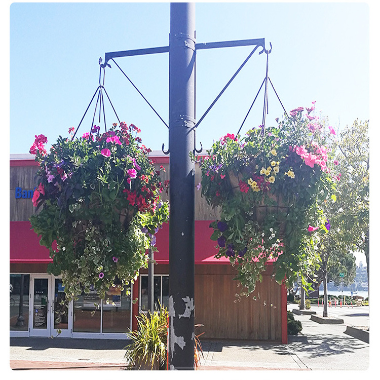 Metal Hanging Planter Basket with Coco Coir Liner Chain Round Wire Plant Holder Flower Pots Hanger Garden Decoration