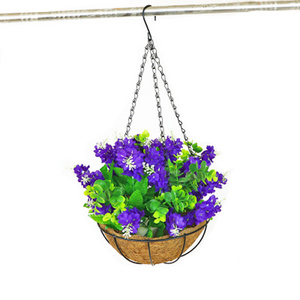 Hanging Basket with Artificial Flowers Wall Coconut Palm Basket Artificial Hanging Flower Plant for Outdoor Patio Lawn Garden