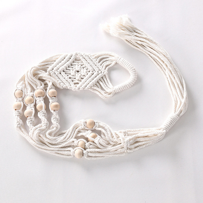 Wholesale Various Macrame Plant Hangers Crochet Cotton Rope Plant Holder with Wood Beads Tassels Design Hanging Planters