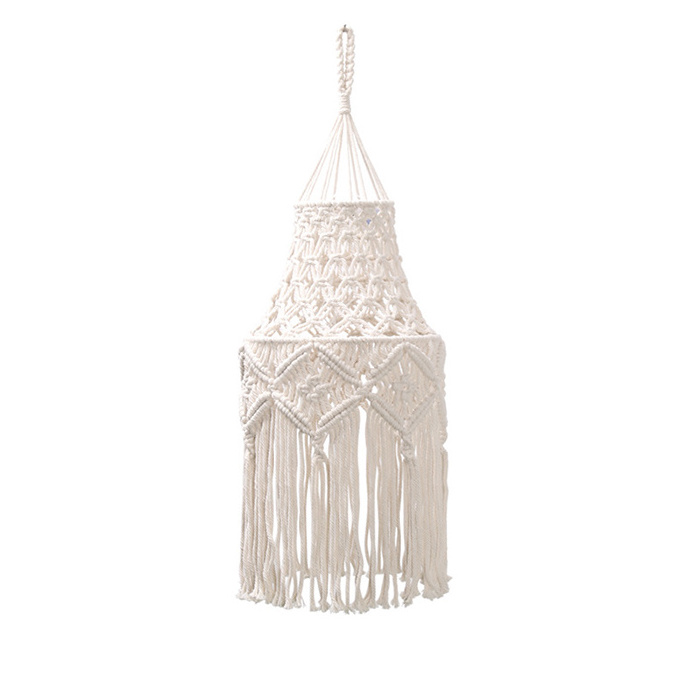 Hot Sale Macrame Lamp Shade Boho Hanging Pendant Light Cover Decorative Bohemian Ceiling Chandelier Lampshade for Indoor