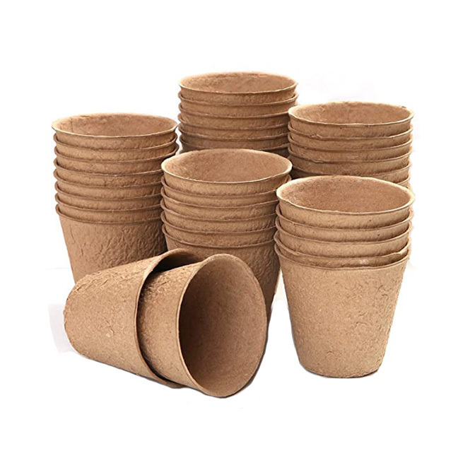 Wholesale 3 Inch Round Peat Pots Seedling Trays 100% Biodegradable Compostable Planting Pots for seedlings