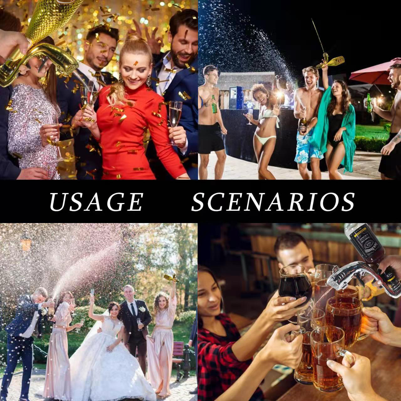 Customizable  7.5in  Champagne Wine Bottle Beer Gun Shooter Tool, Alcohol Squirt Gun for Wedding Birthday Party Night Club Bar