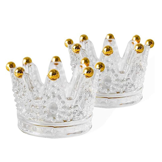 HOT Glass Crown Candle Holders Tealight Candle Holder Votive Candle Holder Glass Ashtray Table Centerpiece for Party Decor