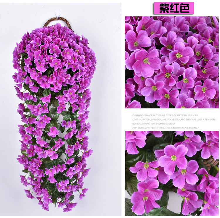 Vivid Artificial Violet Hanging Vines Flowers Bunch,Simulation Wisteria Chlorophytum Bouquet Plant Fence Wall Flowers Decor