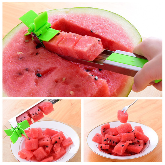 Dropshipping Watermelon Windmill Cutter Slicer Stainless Steel Shape Fruit Tools Quickly Cut Tool Kitchen Gadgets