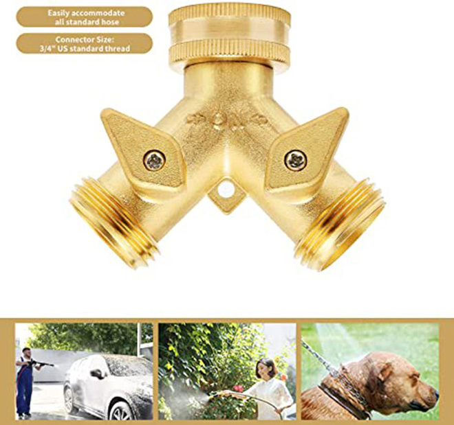 Hot Sale Solid Garden Hose Splitter Hose Bib Water Hose Splitter 2 Way Heavy Duty for Outdoor Faucet