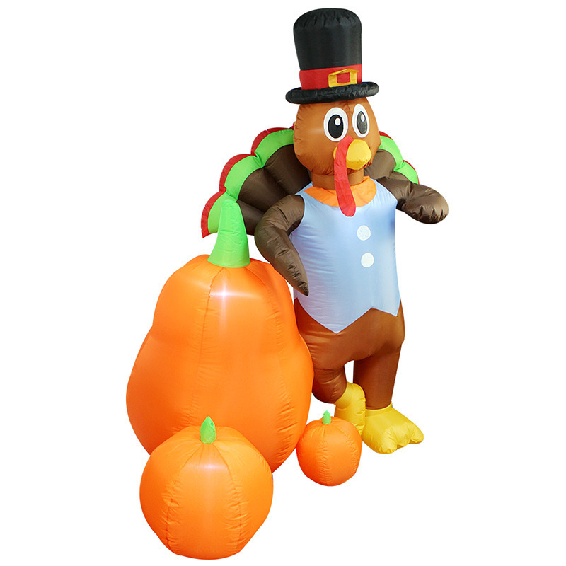 New Arrivals 6.56 Foot Tall Happy Thanksgiving Inflatable Turkey with Pilgrim Hat Outdoor   Thanksgiving Blow up Decor for Yard