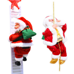 2021 Electric Climbing Ladder Rope Santa Claus Doll with Music and LED Light,for Christmas Tree Xmas Party Home Door Wall Decor