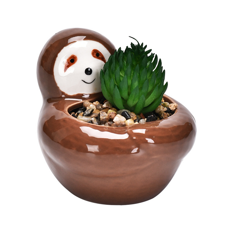 Wholesale Sloth Flower Pots Cute Small Plant Pots Succulent Animal Planters Indoor Gardening Planters Home Decor Sloth Gifts