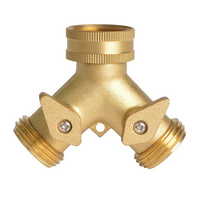 Wholesale Garden Hose Splitter 2 Way Heavy Duty SOLID BRASS Hose Splitter Features Easy to Open Valves Garden Hose Y Splitter