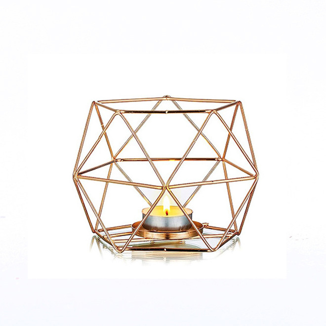 WHOLESALE Geometric Tealight Candle Holders for Pillar Candles Modern Metal Geo Wedding Centerpieces for Table