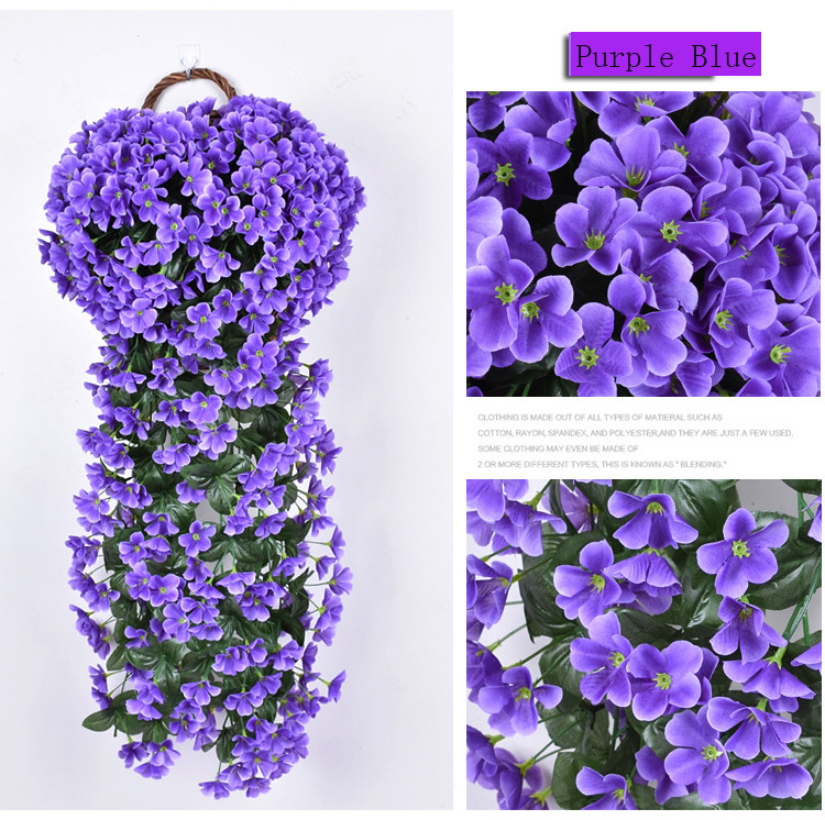 Vivid Artificial Violet Hanging Vines Flowers Bunch,Simulation Wisteria Chlorophytum Bouquet Plant Fence Wall Flowers Decor